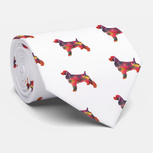Cocker Spaniel Dog Geometric Pattern Silhouette Stropdas