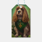 Cocker Spaniel Dog in St. Patrick's Day Dress Cadeaulabel (Voorkant)