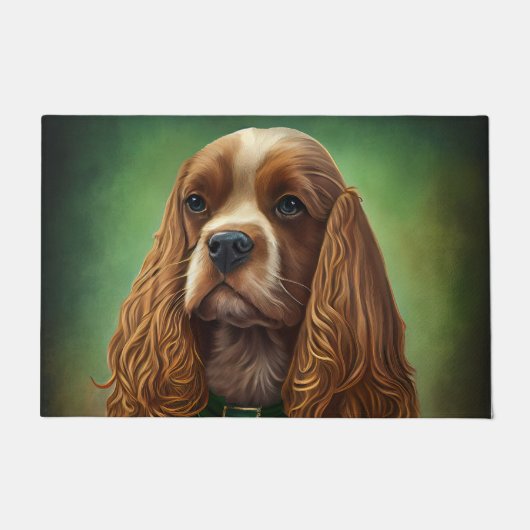 Cocker Spaniel Dog in St. Patrick's Day Dress Deurmat (Voorkant)