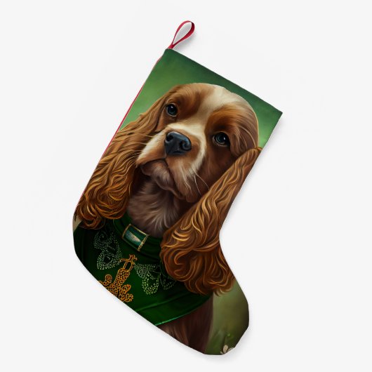 Cocker Spaniel Dog in St. Patrick's Day Dress Kleine Kerstsok (Voorkant (Hangend))