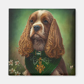 Cocker Spaniel Dog in St. Patrick's Day Dress Magneet (Voorkant)