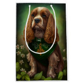 Cocker Spaniel Dog in St. Patrick's Day Dress Medium Cadeauzakje (Voorkant)