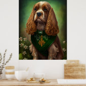 Cocker Spaniel Dog in St. Patrick's Day Dress Poster (Keuken)