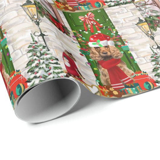 Cocker Spaniel Dog Kerstmis Cadeaupapier (Rol Hoek)