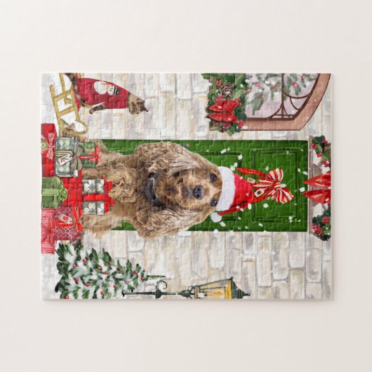 Cocker Spaniel Dog Kerstmis Legpuzzel (Horizontaal)