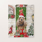 Cocker Spaniel Dog Kerstmis Legpuzzel (Verticaal)
