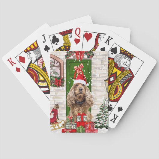 Cocker Spaniel Dog Kerstmis Pokerkaarten (Achterkant)