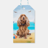 Cocker Spaniel Dog op strand Cadeaulabel (Achterkant)