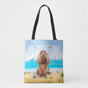 Cocker Spaniel Dog op strand Draagtas