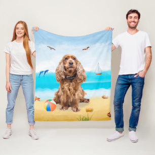 Cocker Spaniel Dog op strand Fleece Deken