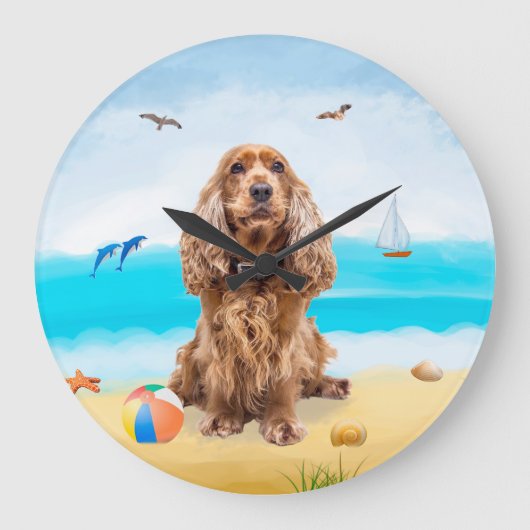 Cocker Spaniel Dog op strand Grote Klok (Voorkant)