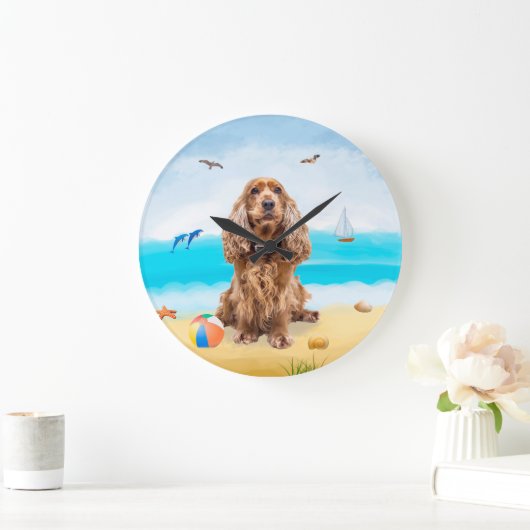 Cocker Spaniel Dog op strand Grote Klok (Huis)