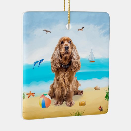 Cocker Spaniel Dog op strand Keramisch Ornament (Rechts)