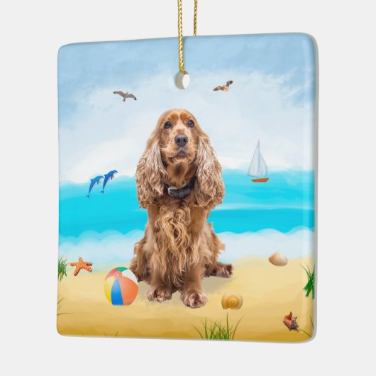 Cocker Spaniel Dog op strand Keramisch Ornament (Links)