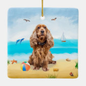 Cocker Spaniel Dog op strand Keramisch Ornament (Achterkant)