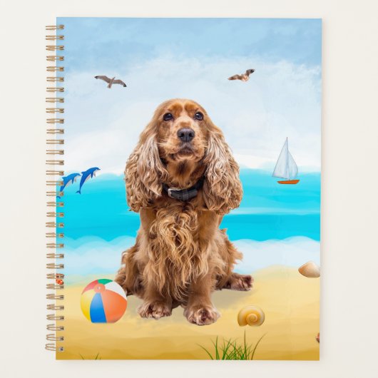 Cocker Spaniel Dog op strand Planner (Voorkant)