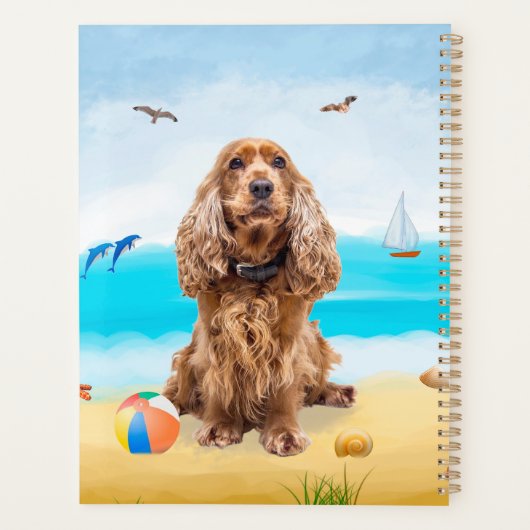 Cocker Spaniel Dog op strand Planner (Achterkant)