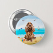 Cocker Spaniel Dog op strand Ronde Button 5,7 Cm (Voorkant /achterkant)