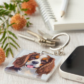 Cocker Spaniel Dog Painting Pet Sleutelhanger (Voorkant Rechts)