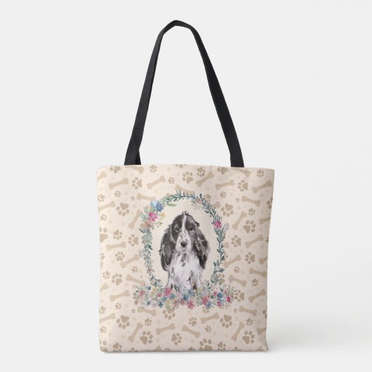 Cocker Spaniel Dog Paw Print & Dog Bone Cute Draagtas (Achterkant)