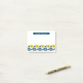 Cocker Spaniel Dog & Paw Yellow & Blue Grids Post-it® Notes (Op bureau)