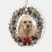 Cocker Spaniel Dog Pinecone Wreatalized Personaliz Keramisch Ornament (Links)