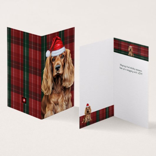 Cocker Spaniel Dog Plaid Christmas Holiday Kaart (Binnen en buitenkant)