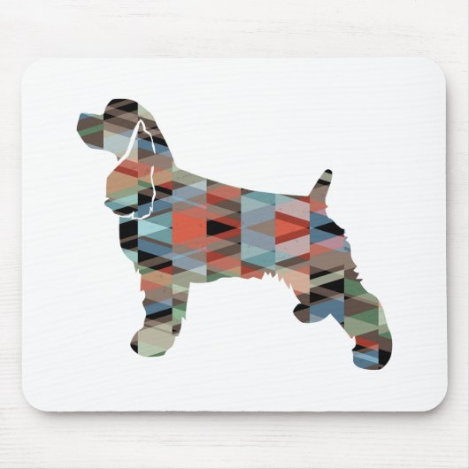 Cocker Spaniel Dog Silhouette Geometric Pattern Pl Muismat (Voorkant)