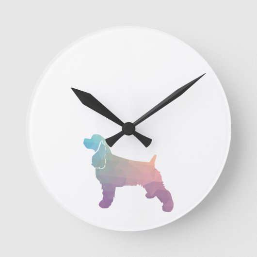 Cocker Spaniel Dog Silhouette Geometric Pattern Ps Ronde Klok (Voorkant)