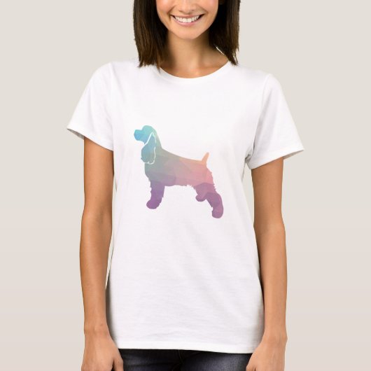 Cocker Spaniel Dog Silhouette Geometric Pattern Ps T-shirt (Voorkant)