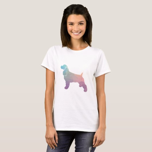 Cocker Spaniel Dog Silhouette Geometric Pattern Ps T-shirt (Voorkant volledig)