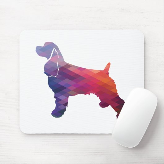 Cocker Spaniel Dog Silhouette Geometric Pattern Pu Muismat (Met muis)