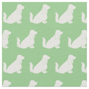 Cocker Spaniel Dog Silhouette Pet Sage Green Stof