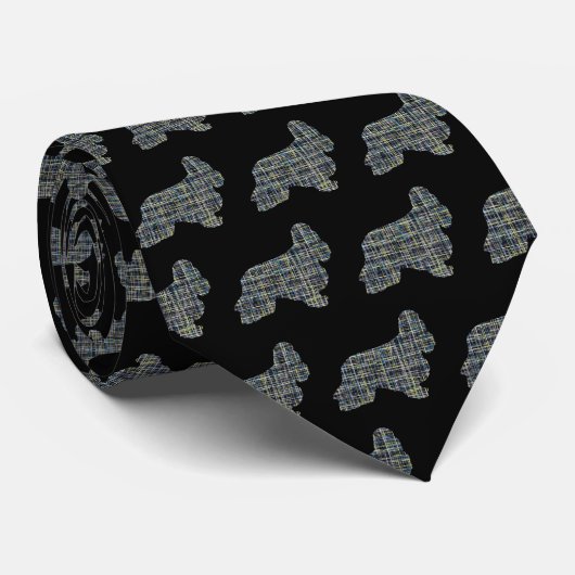 Cocker Spaniel Dog Yellow & Black Grid Black Strop Stropdas (Opgerold)
