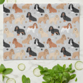 Cocker Spaniel Dogs Bones and Paws Gray Theedoek (Gevouwen)