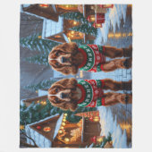 Cocker Spaniel Dogs Christmas Snow Holiday Fleece Deken (Voorkant)