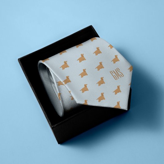 Cocker Spaniel Dogs Pattern Monogramed Stropdas