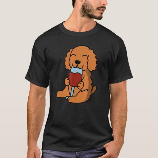 Cocker Spaniel Drinking Wine Dog T-shirt (Voorkant)