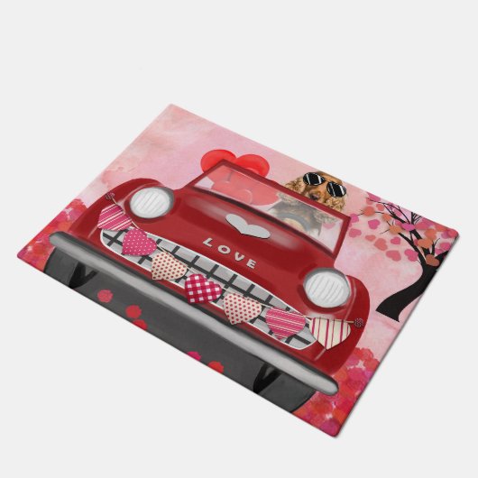 Cocker Spaniel Drivende auto met hart Valentijns Deurmat (Schuin)