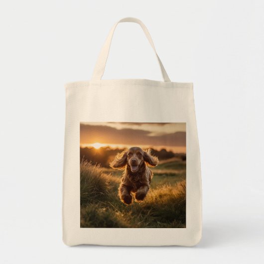 Cocker Spaniel Elegant Grocery Canvas tas (Voorkant)