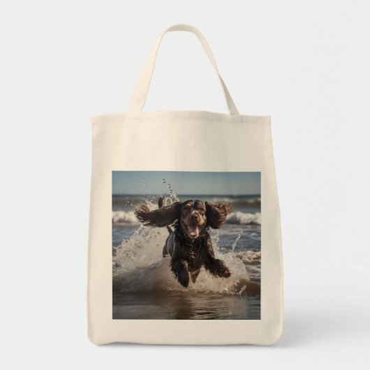 Cocker Spaniel Elegant Grocery Canvas tas (Voorkant)