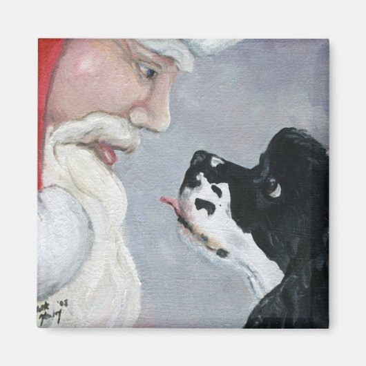 Cocker Spaniel et Père Noël Dog Art Magnet (Devant)