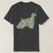 Cocker Spaniel Flower Silhouette Floral Dog T-shirt (Design voorkant)
