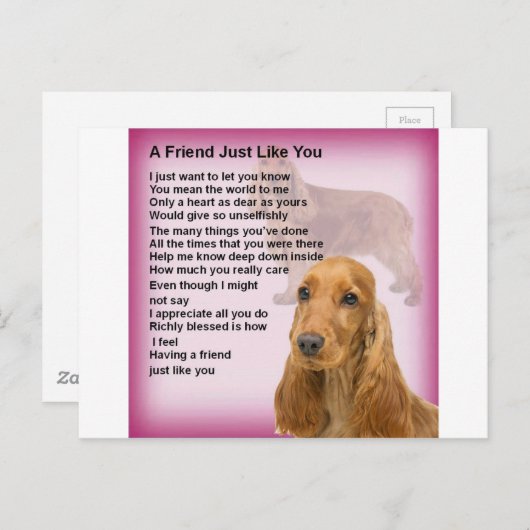 Cocker Spaniel - Friend Poem Briefkaart (Voorkant / Achterkant)