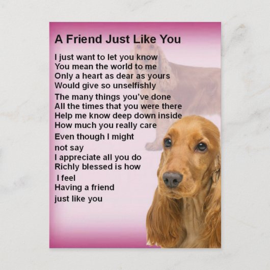 Cocker Spaniel - Friend Poem Briefkaart (Voorkant)