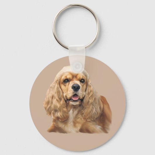Cocker Spaniel Gewoon Schattige Sleutelhanger (Voorkant)