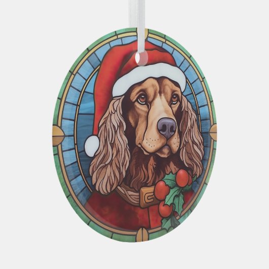 Cocker Spaniel Glas in lood Kerst Glas Ornament (Voorkant Rechts)