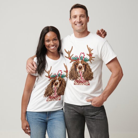Cocker Spaniel Grappig Kerstfeest T-shirt (Unisex)