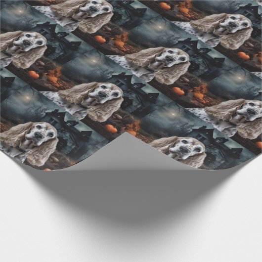 Cocker Spaniel Halloween Scary Cadeaupapier (Hoek)