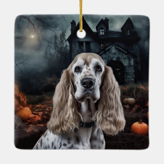 Cocker Spaniel Halloween Scary Keramisch Ornament (Achterkant)